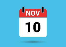 November 10 Calendar Date Flat Icon Day 10 Vector Illustration