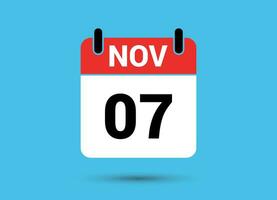 November 7 Calendar Date Flat Icon Day 7 Vector Illustration