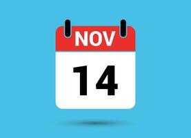 November 14 Calendar Date Flat Icon Day 14 Vector Illustration