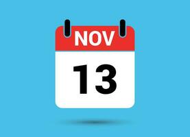 November 13 Calendar Date Flat Icon Day 13 Vector Illustration