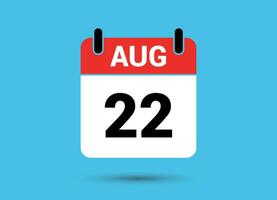 August 22 Calendar Date Flat Icon Day 22 Vector Illustration