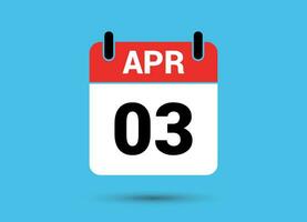 3 April Calendar Date Flat Icon Day 3 Vector Illustration