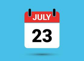 July 23 Calendar Date Flat Icon Day 23 Vector Illustration