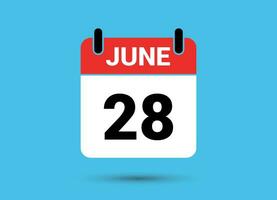 28 June Calendar Date Flat Icon Day 28 Vector Illustration