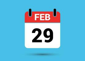 29 February Calendar Date Flat Icon Day 29 Vector Illustration