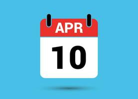 10 April Calendar Date Flat Icon Day 10 Vector Illustration