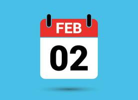 2 February Calendar Date Flat Icon Day 2 Vector Illustration