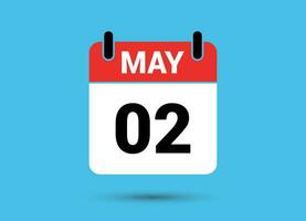 2 May Calendar Date Flat Icon Day 2 Vector Illustration