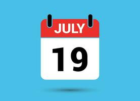 July 19 Calendar Date Flat Icon Day 19 Vector Illustration