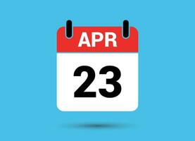 23 abril calendario fecha plano icono día 23 vector ilustración