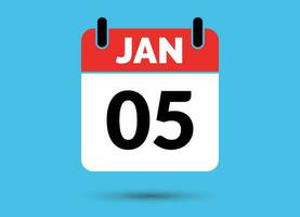 5 January Calendar Date Flat Icon Day 5 Vector Illustration