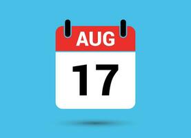 August 17 Calendar Date Flat Icon Day 17 Vector Illustration