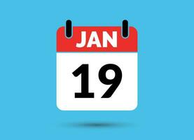 19 January Calendar Date Flat Icon Day 19 Vector Illustration