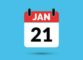 21 January Calendar Date Flat Icon Day 21 Vector Illustration