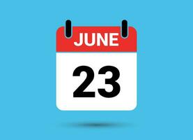 23 June Calendar Date Flat Icon Day 23 Vector Illustration