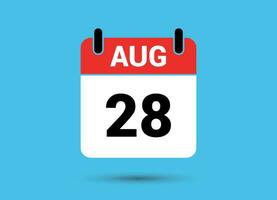 agosto 28 calendario fecha plano icono día 28 vector ilustración
