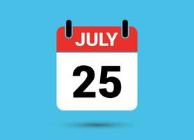 July 25 Calendar Date Flat Icon Day 25 Vector Illustration