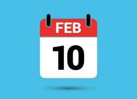 10 February Calendar Date Flat Icon Day 10 Vector Illustration