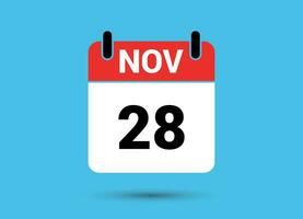 November 28 Calendar Date Flat Icon Day 28 Vector Illustration