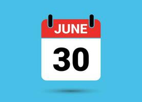 30 June Calendar Date Flat Icon Day 30 Vector Illustration