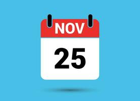 November 25 Calendar Date Flat Icon Day 25 Vector Illustration