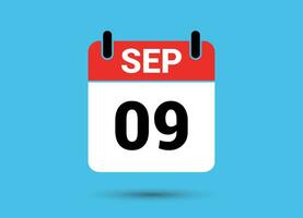 September 9 Calendar Date Flat Icon Day 9 Vector Illustration