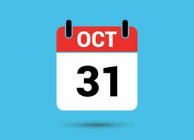 October 31 Calendar Date Flat Icon Day 31 Vector Illustration