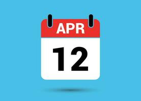 12 abril calendario fecha plano icono día 12 vector ilustración
