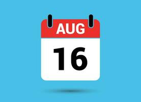 August 16 Calendar Date Flat Icon Day 16 Vector Illustration