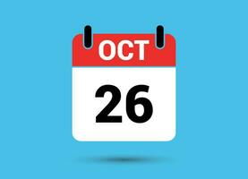 October 26 Calendar Date Flat Icon Day 26 Vector Illustration