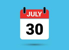 July 30 Calendar Date Flat Icon Day 30 Vector Illustration