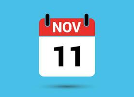 November 11 Calendar Date Flat Icon Day 11 Vector Illustration