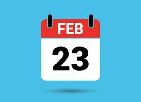 23 February Calendar Date Flat Icon Day 23 Vector Illustration
