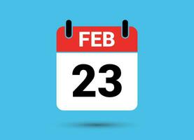 23 February Calendar Date Flat Icon Day 23 Vector Illustration