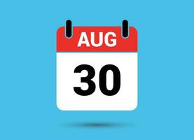 August 30 Calendar Date Flat Icon Day 30 Vector Illustration