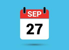 September 27 Calendar Date Flat Icon Day 27 Vector Illustration