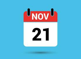 November 21 Calendar Date Flat Icon Day 21 Vector Illustration