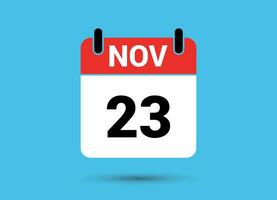 November 23 Calendar Date Flat Icon Day 23 Vector Illustration