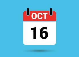 October 16 Calendar Date Flat Icon Day 16 Vector Illustration