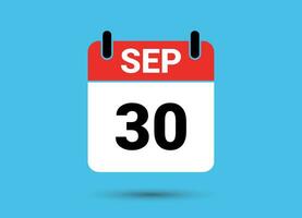 September 30 Calendar Date Flat Icon Day 30 Vector Illustration