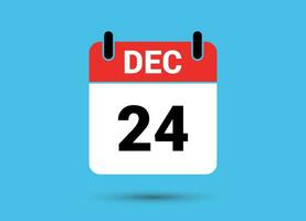 December 24 Calendar Date Flat Icon Day 24 Vector Illustration