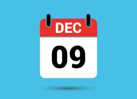 December 9 Calendar Date Flat Icon Day 9 Vector Illustration