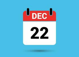 December 22 Calendar Date Flat Icon Day 22 Vector Illustration