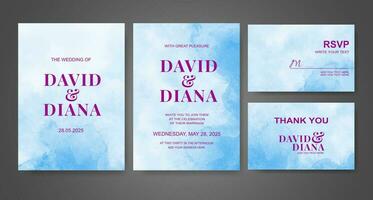 Wedding invitation with abstract watercolor background vector