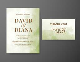 Wedding invitation with abstract watercolor background vector