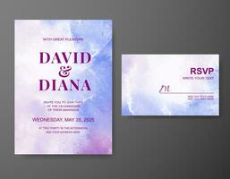 Wedding invitation with abstract watercolor background vector