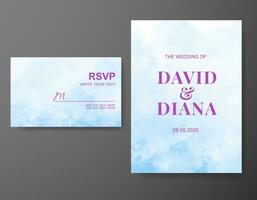 Wedding invitation with abstract watercolor background vector