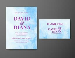 Wedding invitation with abstract watercolor background vector