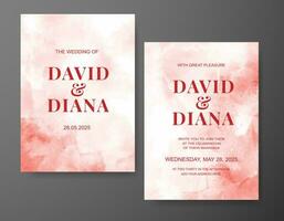 Wedding invitation with abstract watercolor background vector