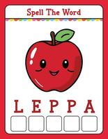 Spelling word scramble game Educational activity for kids with the word Apple vector